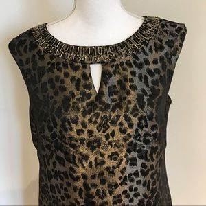 🔥🔥🔥Tahari animal print dress in black and gold